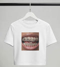 DIAMOND LAB GRILLZ CROPPED TEE - WHITE