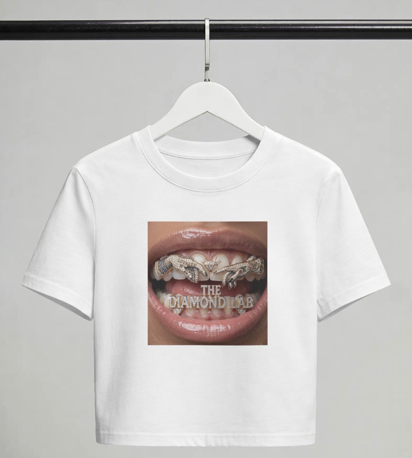 DIAMOND LAB GRILLZ CROPPED TEE - WHITE